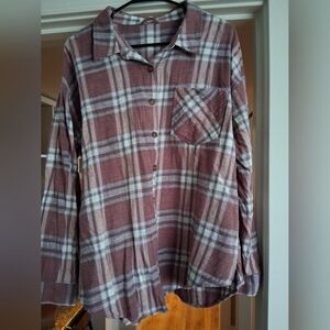 Maurices Pink and White Plaid Shirt XL